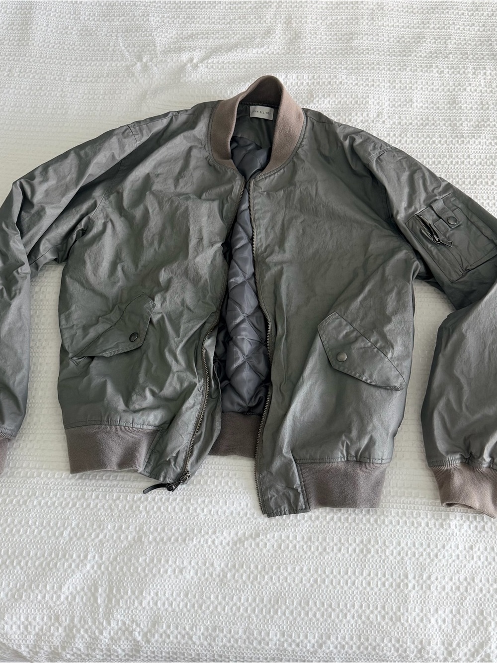 John Elliott Olive Bomber Jacket with Quilted Lining
